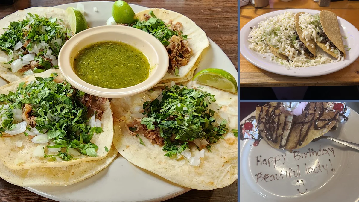 Casual dining tables with Mexican food